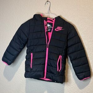 Nike Kids Black Puffer Jacket with Pink Accents